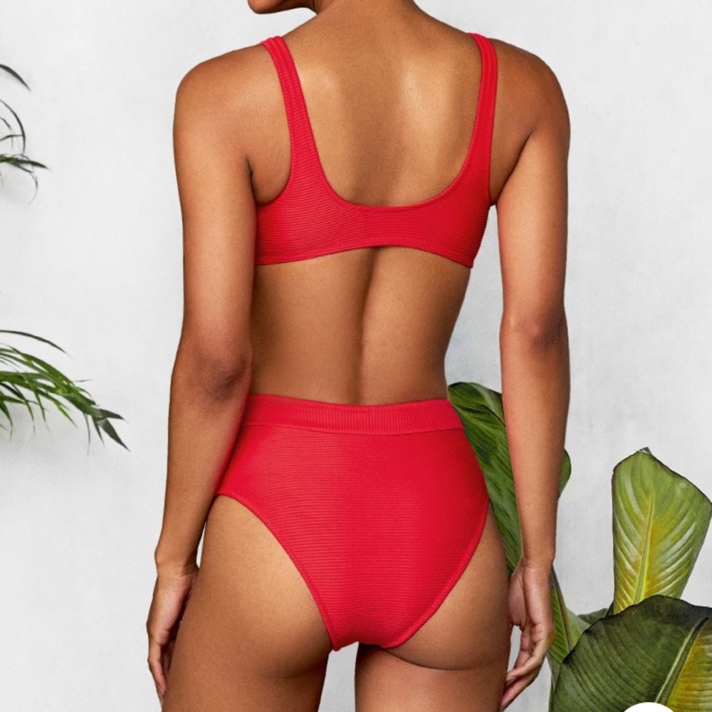 Cupshe Ribbed Red Bowknot Bikini - Picture 2 of 3